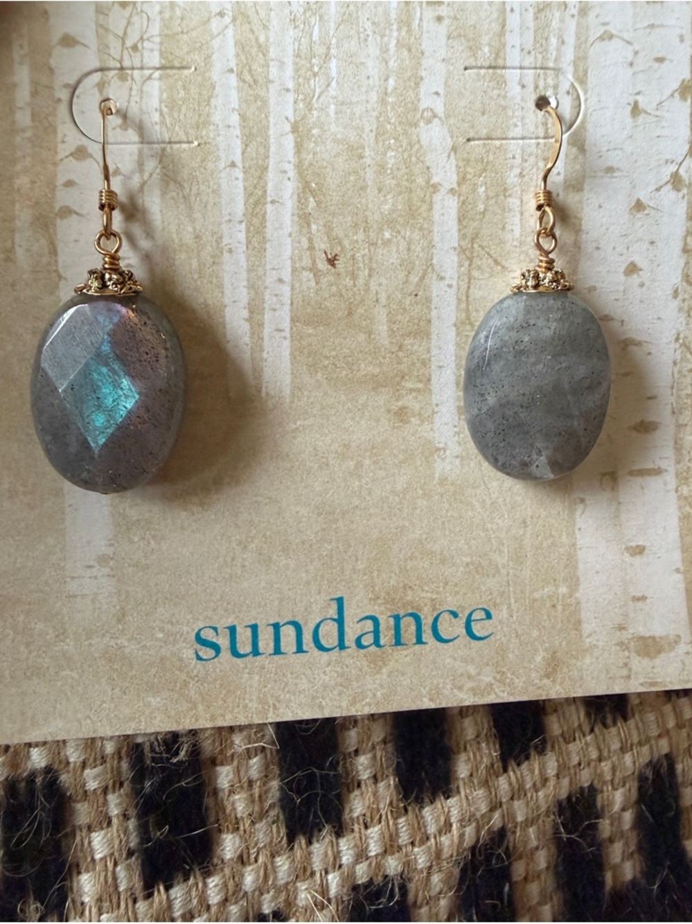 New Sundance Gray Blue Labradorite Drop Earrings